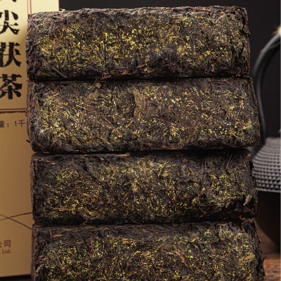 安化黑茶湖南正品正宗金花茯砖茶手筑安华茯茶老茶金花爆满