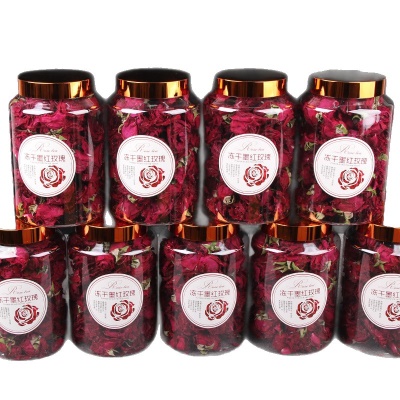 100克云南冻干玫瑰精选大朵冻干墨红玫瑰花茶花冠可食用花瓣罐装