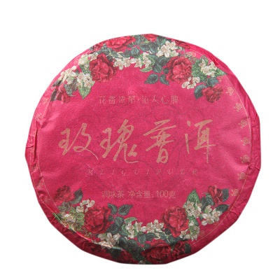 100克普洱茶熟茶玫瑰花普熟茶饼三级普洱+玫瑰花陈香花香组合